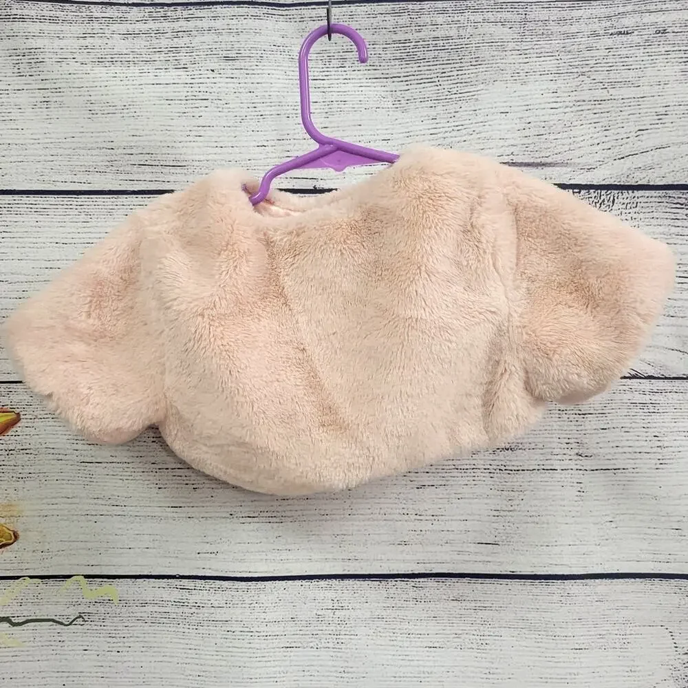 Toddler Girls Faux Fur Shrug w/‎ Rhinestone Button - Pink - Size 2T